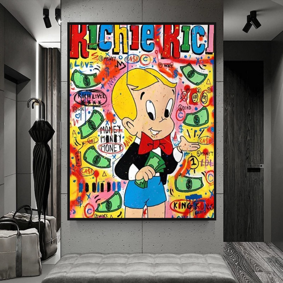 Richie Rich Money Boy Canvas Wall Art-MinimalisticDecor.com