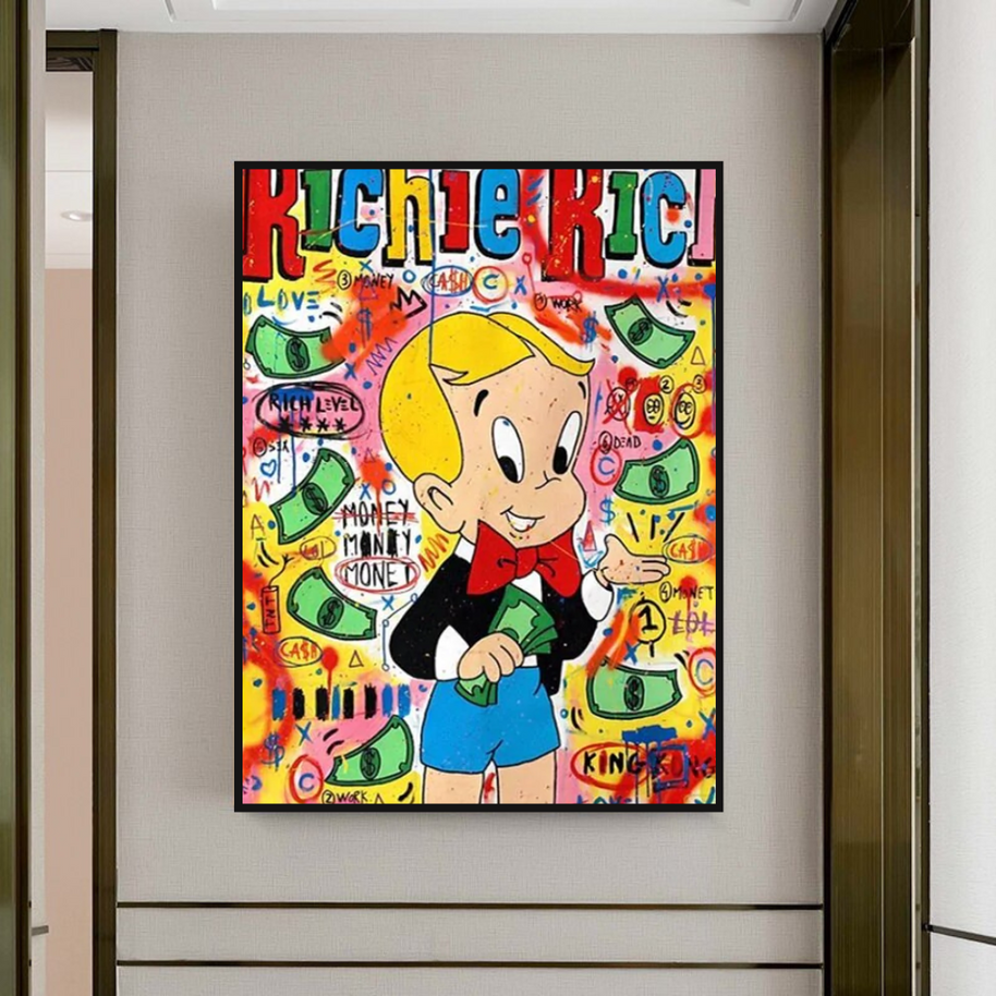 Richie Rich Money Boy Canvas Wall Art-MinimalisticDecor.com