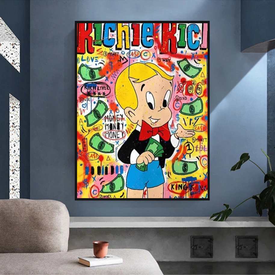 Richie Rich Money Boy Canvas Wall Art-MinimalisticDecor.com