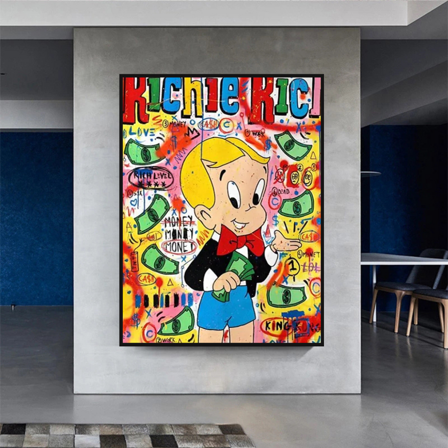 Richie Rich Money Boy Canvas Wall Art-MinimalisticDecor.com