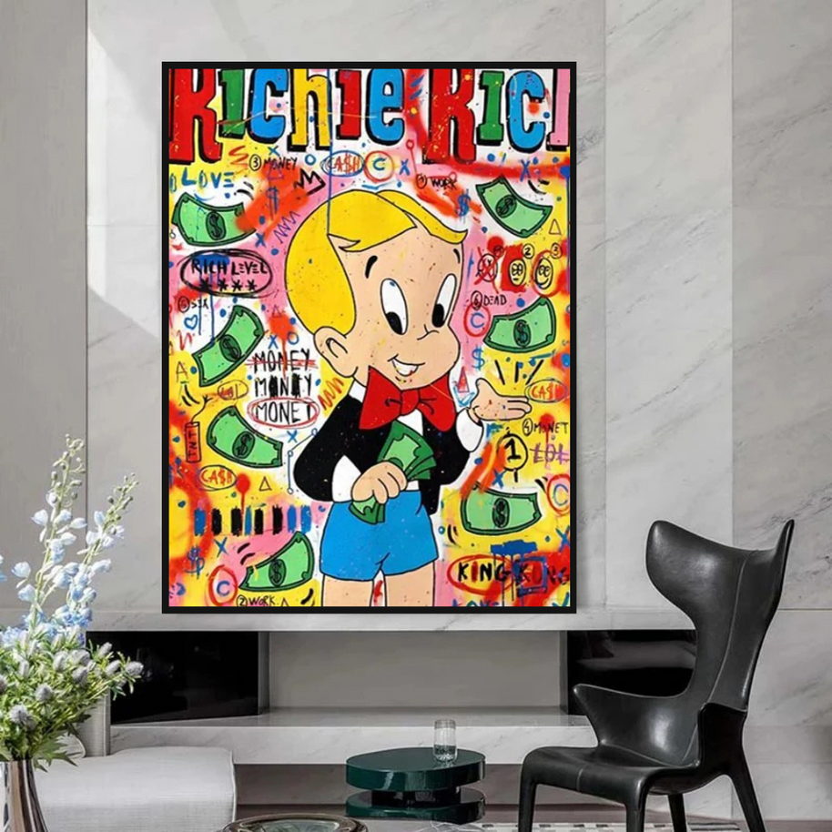 Richie Rich Money Boy Canvas Wall Art-MinimalisticDecor.com