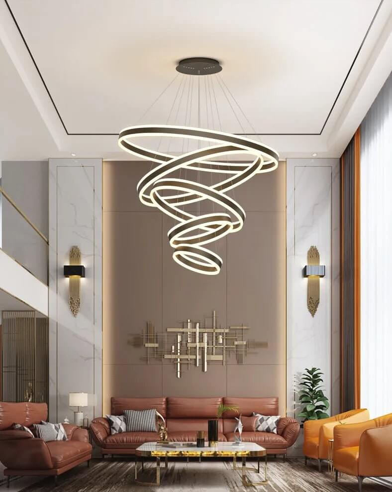 Rings LED Staircase Chandelier: Unparalleled Elegance-MinimalisticDecor.com