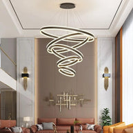 Rings LED Staircase Chandelier: Unparalleled Elegance-MinimalisticDecor.com