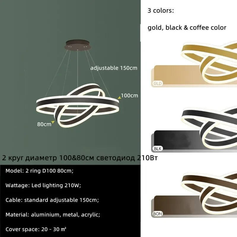 Rings LED Staircase Chandelier: Unparalleled Elegance-MinimalisticDecor.com