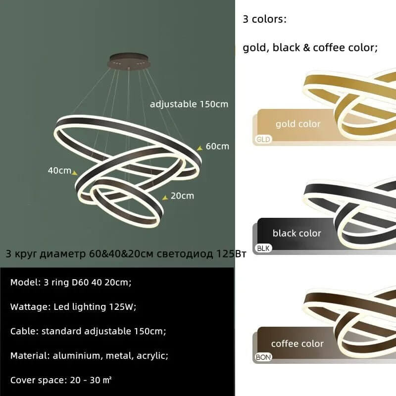 Rings LED Staircase Chandelier: Unparalleled Elegance-MinimalisticDecor.com