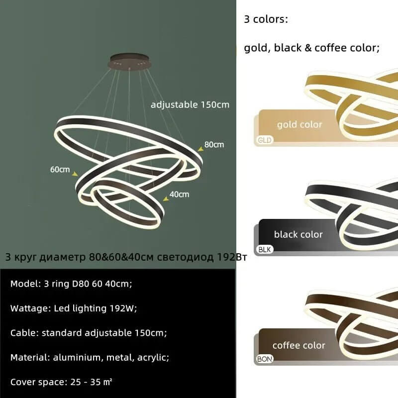 Rings LED Staircase Chandelier: Unparalleled Elegance-MinimalisticDecor.com