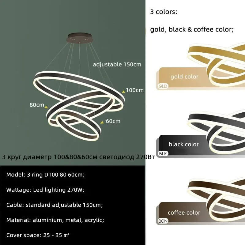 Rings LED Staircase Chandelier: Unparalleled Elegance-MinimalisticDecor.com
