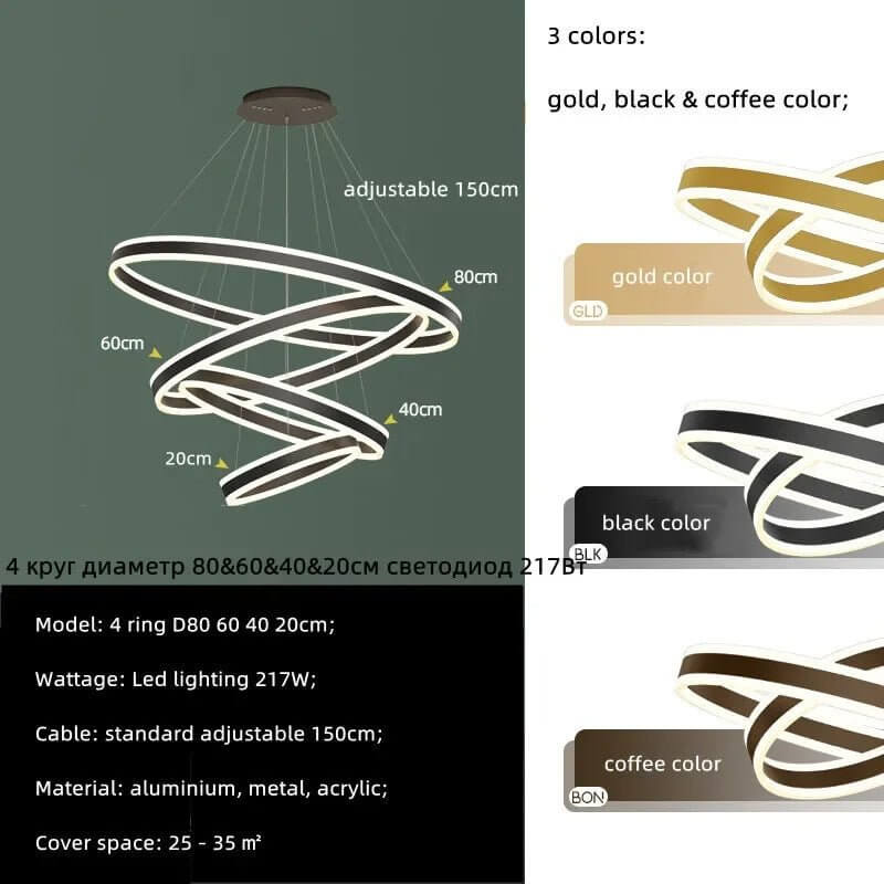 Rings LED Staircase Chandelier: Unparalleled Elegance-MinimalisticDecor.com
