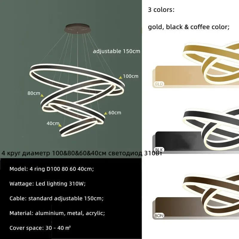 Rings LED Staircase Chandelier: Unparalleled Elegance-MinimalisticDecor.com