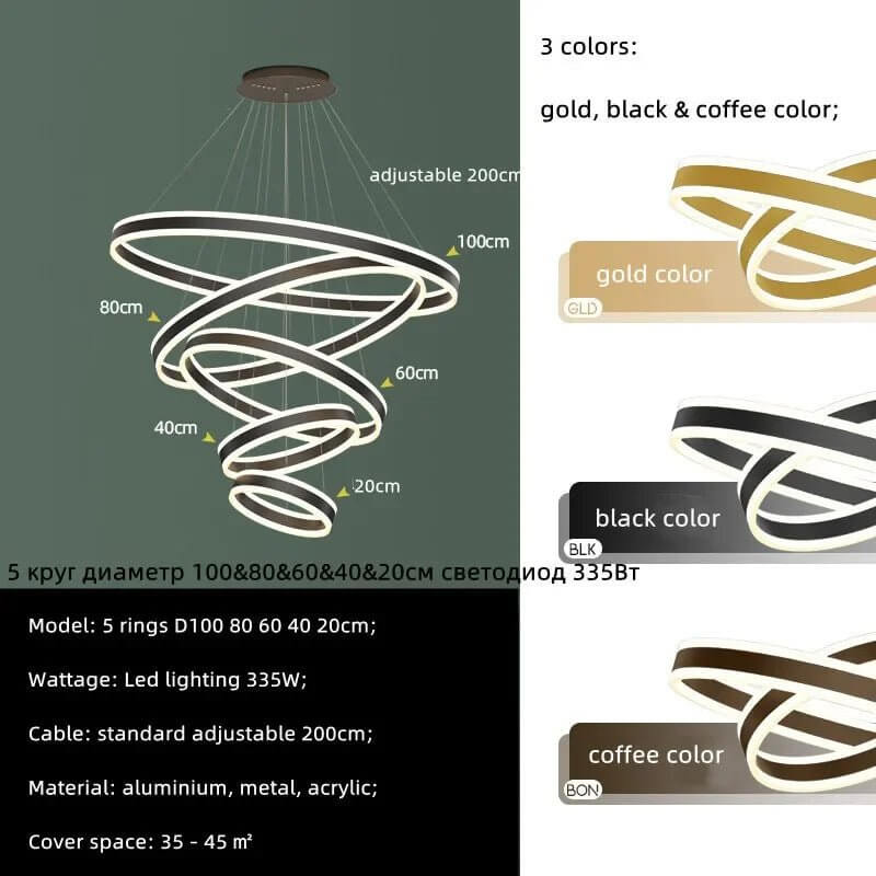 Rings LED Staircase Chandelier: Unparalleled Elegance-MinimalisticDecor.com