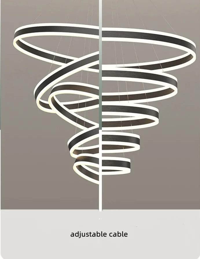 Rings LED Staircase Chandelier: Unparalleled Elegance-MinimalisticDecor.com