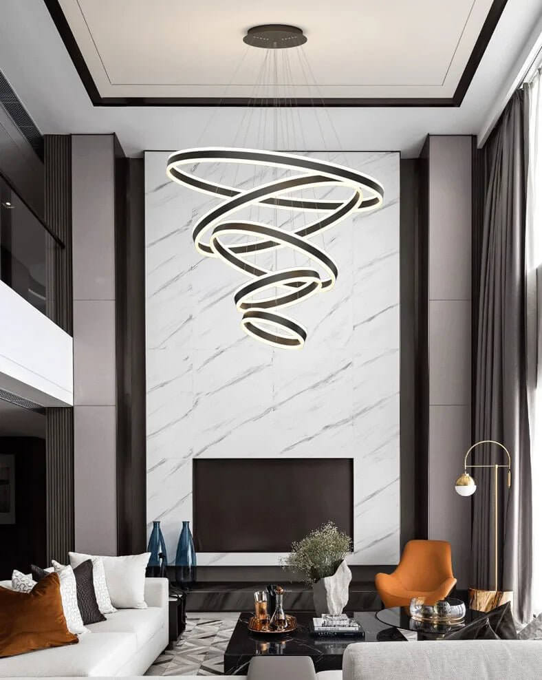 Rings LED Staircase Chandelier: Unparalleled Elegance-MinimalisticDecor.com