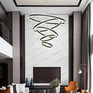 Rings LED Staircase Chandelier: Unparalleled Elegance-MinimalisticDecor.com