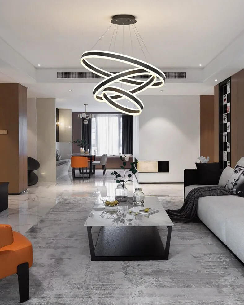 Rings LED Staircase Chandelier: Unparalleled Elegance-MinimalisticDecor.com