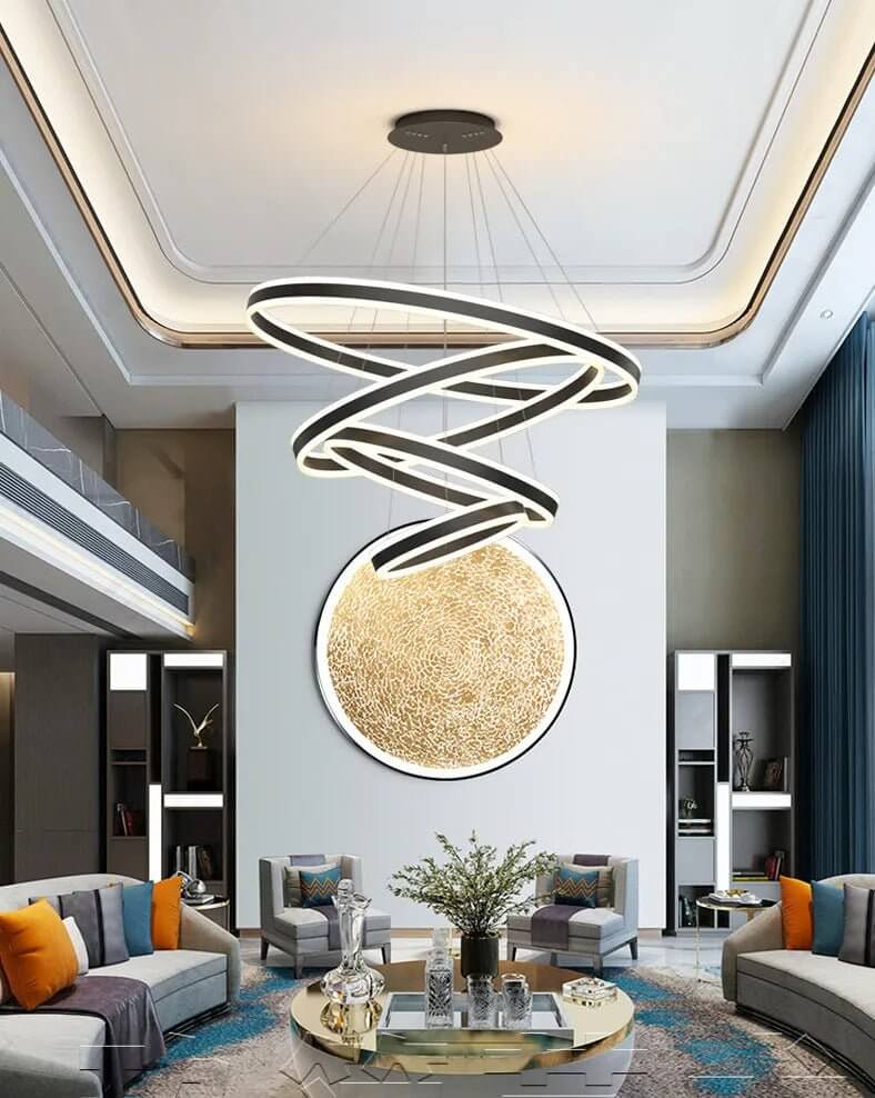 Rings LED Staircase Chandelier: Unparalleled Elegance-MinimalisticDecor.com