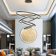 Rings LED Staircase Chandelier: Unparalleled Elegance-MinimalisticDecor.com