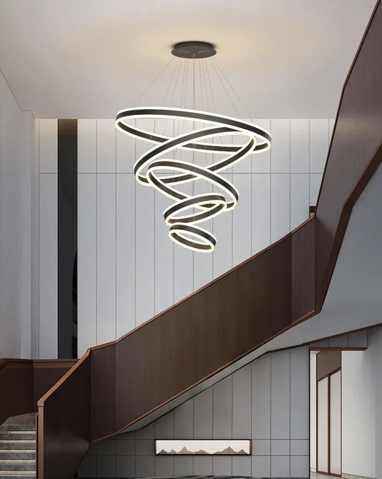 Rings LED Staircase Chandelier: Unparalleled Elegance-MinimalisticDecor.com
