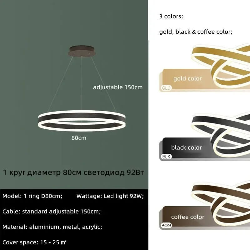 Rings LED Staircase Chandelier: Unparalleled Elegance-MinimalisticDecor.com