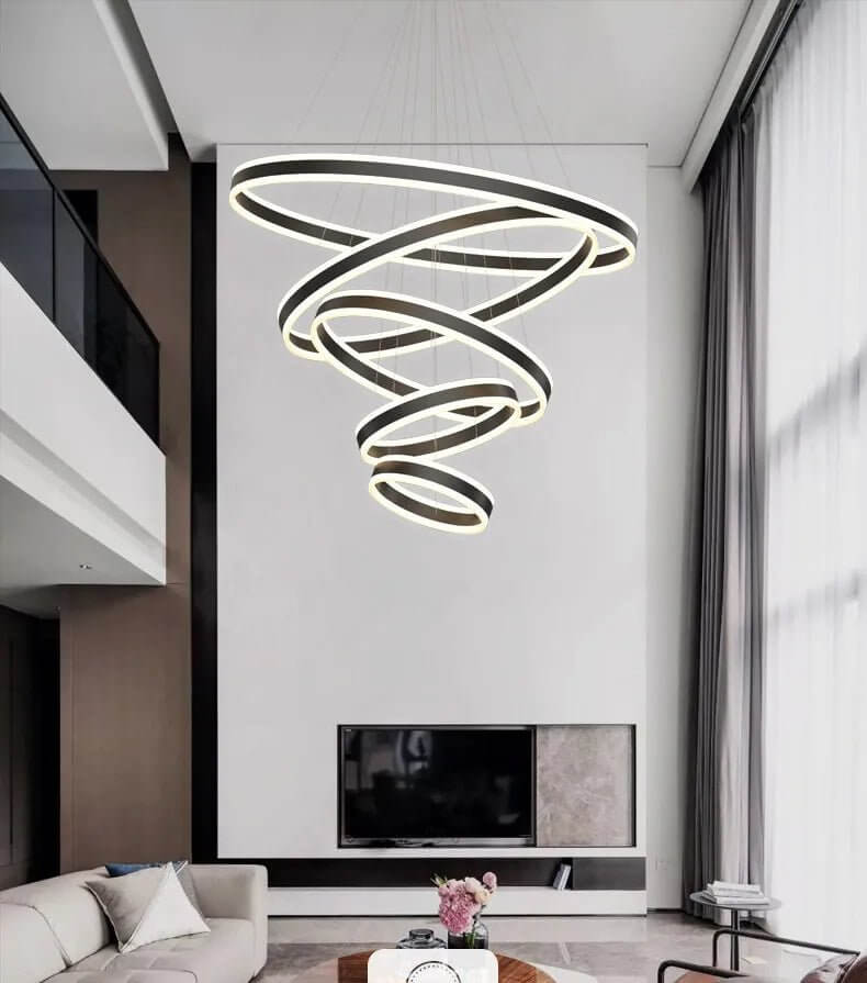 Rings LED Staircase Chandelier: Unparalleled Elegance-MinimalisticDecor.com