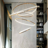Rings Staircase Chandelier – Modern Spiral Pendant Light for High Ceilings-MinimalisticDecor.com
