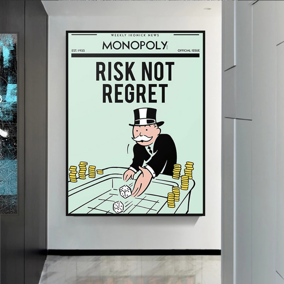 Risk Not RegretRisk Not Regret - Monopoly Canvas Wall Art-MinimalisticDecor.com