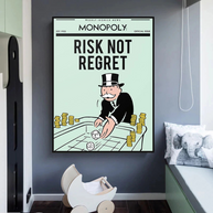 Risk Not RegretRisk Not Regret - Monopoly Canvas Wall Art-MinimalisticDecor.com