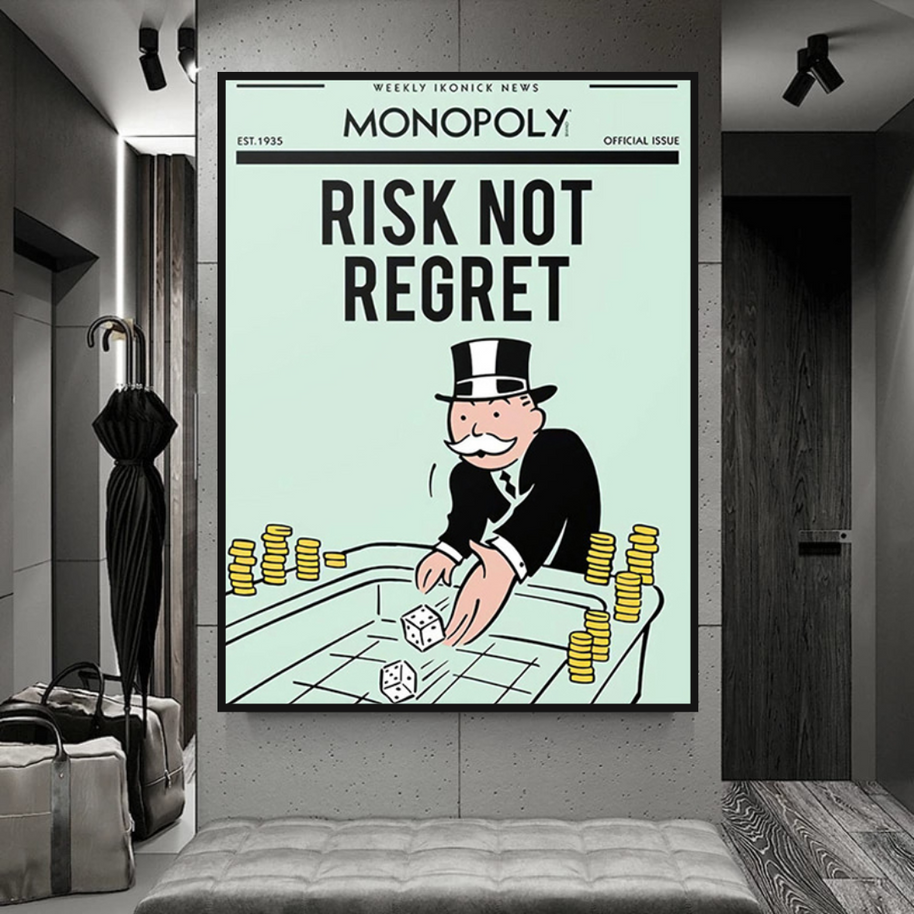 Risk Not RegretRisk Not Regret - Monopoly Canvas Wall Art-MinimalisticDecor.com