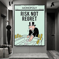 Risk Not RegretRisk Not Regret - Monopoly Canvas Wall Art-MinimalisticDecor.com