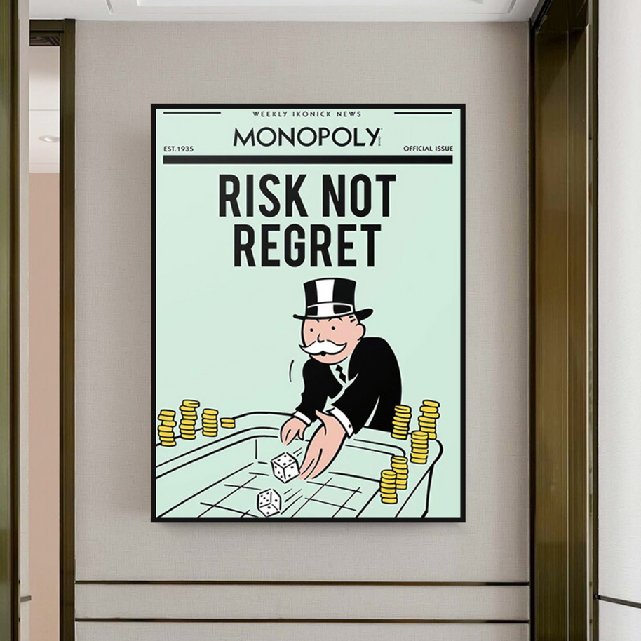Risk Not RegretRisk Not Regret - Monopoly Canvas Wall Art-MinimalisticDecor.com