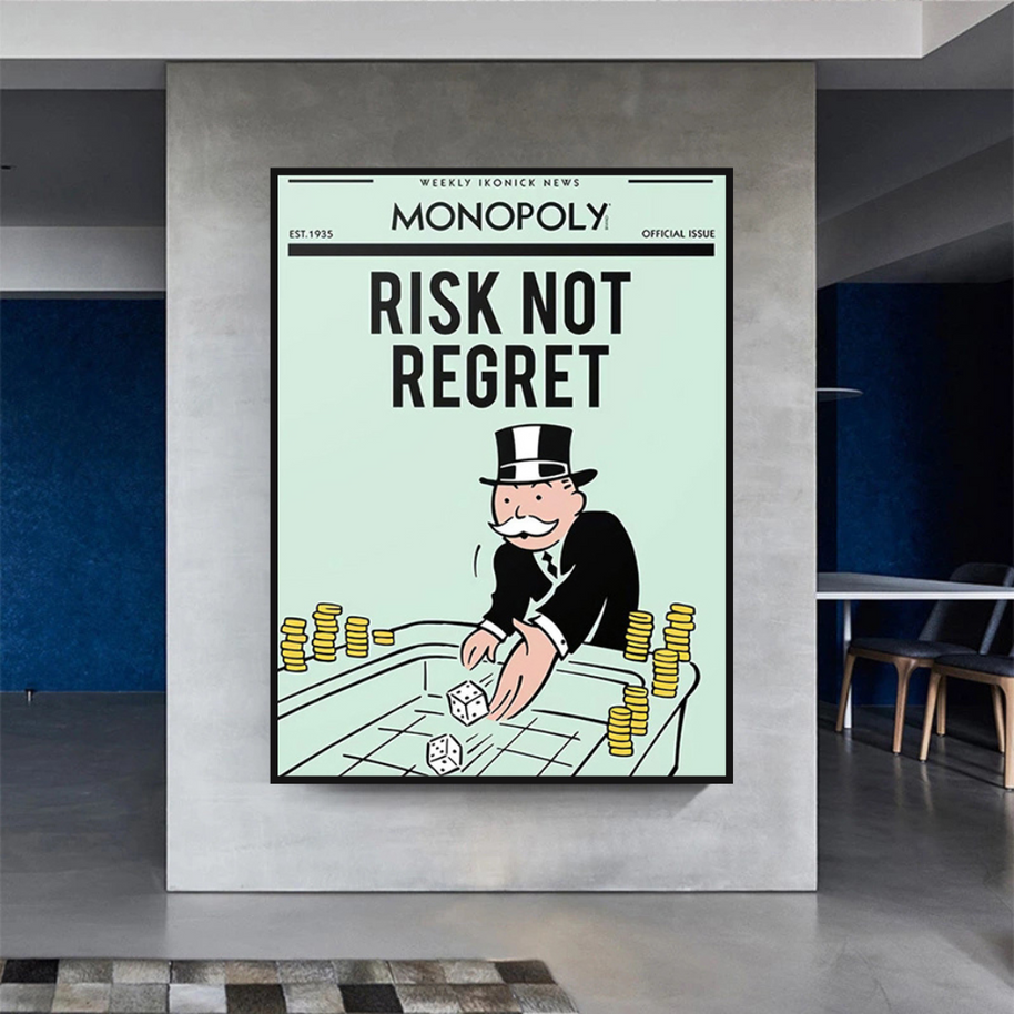 Risk Not RegretRisk Not Regret - Monopoly Canvas Wall Art-MinimalisticDecor.com