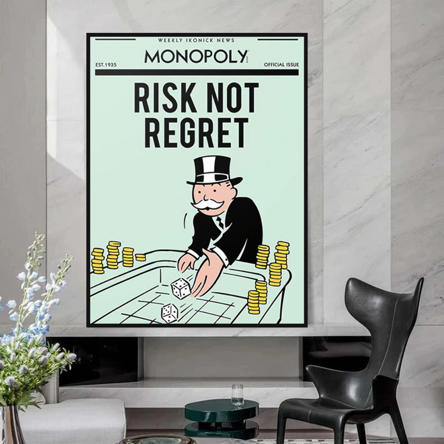 Risk Not RegretRisk Not Regret - Monopoly Canvas Wall Art-MinimalisticDecor.com