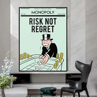 Risk Not RegretRisk Not Regret - Monopoly Canvas Wall Art-MinimalisticDecor.com
