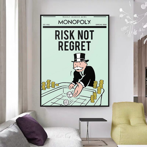 Risk Not RegretRisk Not Regret - Monopoly Canvas Wall Art-MinimalisticDecor.com