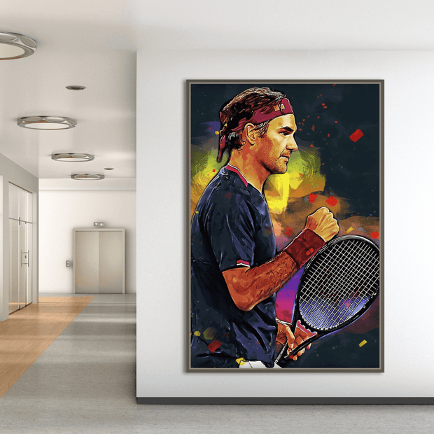 Roger Federer Grand Slam Glory Canvas Wall Art-MinimalisticDecor.com