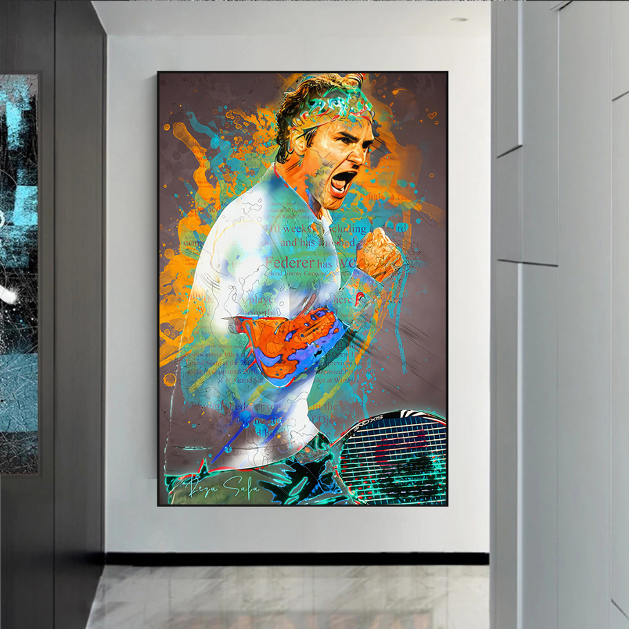 Roger Federer Tennis Legend Canvas Wall Art-MinimalisticDecor.com