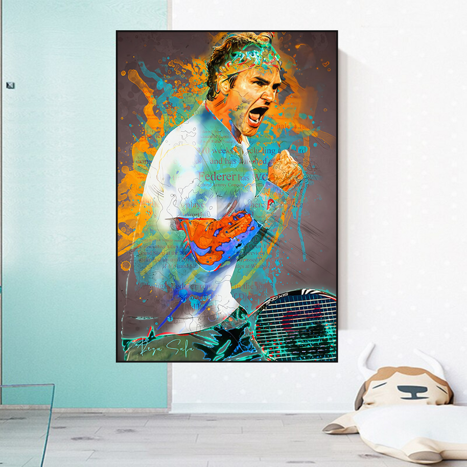 Roger Federer Tennis Legend Canvas Wall Art-MinimalisticDecor.com