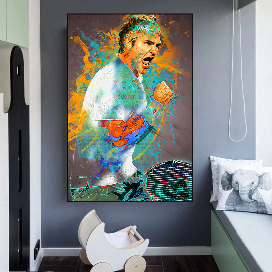 Roger Federer Tennis Legend Canvas Wall Art-MinimalisticDecor.com