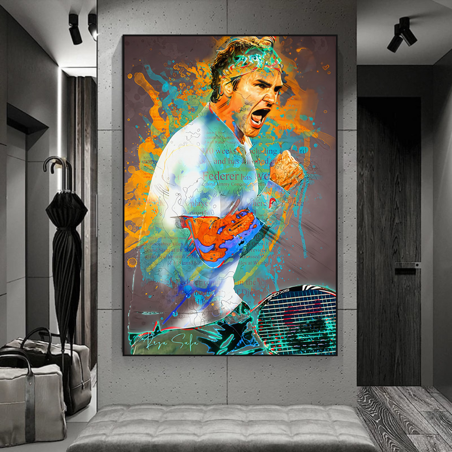 Roger Federer Tennis Legend Canvas Wall Art-MinimalisticDecor.com
