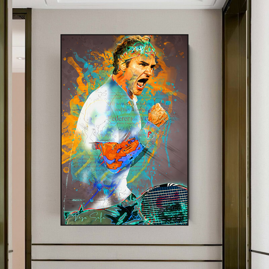 Roger Federer Tennis Legend Canvas Wall Art-MinimalisticDecor.com