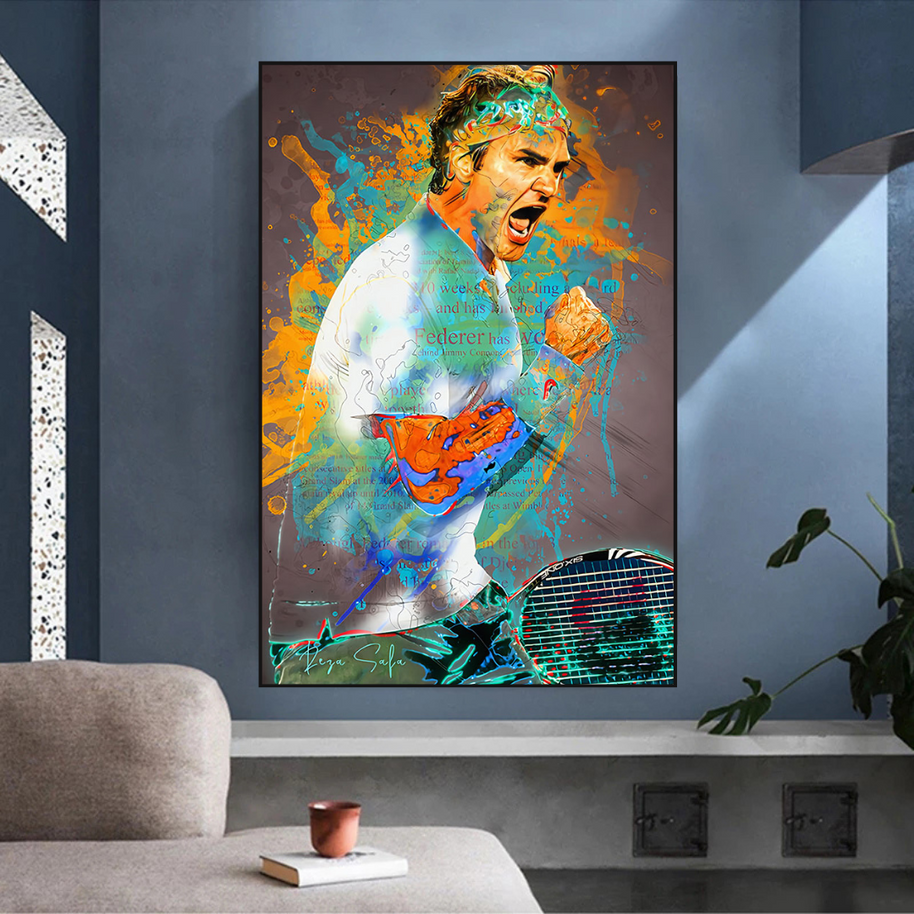 Roger Federer Tennis Legend Canvas Wall Art-MinimalisticDecor.com