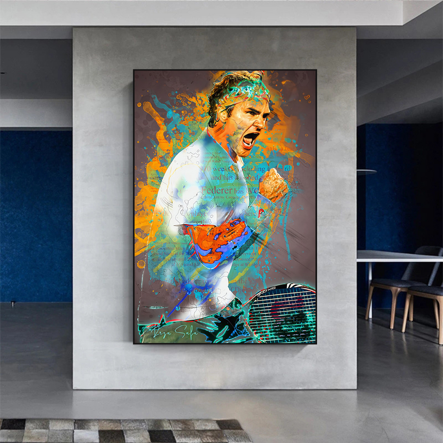 Roger Federer Tennis Legend Canvas Wall Art-MinimalisticDecor.com