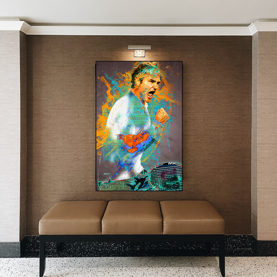Roger Federer Tennis Legend Canvas Wall Art-MinimalisticDecor.com