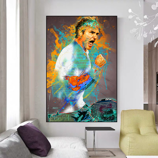 Roger Federer Tennis Legend Canvas Wall Art-MinimalisticDecor.com