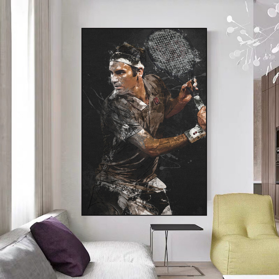 Roger Federer Tennis Legend Canvas Wall Art - Sports Decor-MinimalisticDecor.com