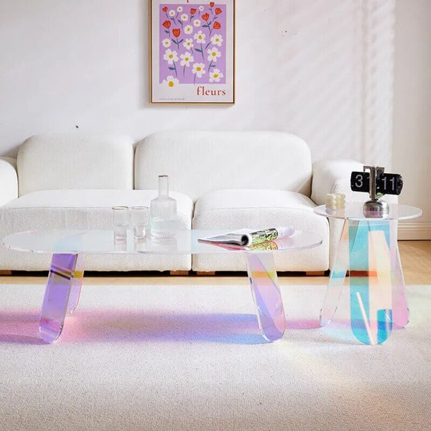 Round Acrylic Rainbow Coffee Tables Set-MinimalisticDecor.com