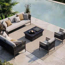 Round Outdoor Rattan Outdoor Furniture Set – Bamboo Wicker-MinimalisticDecor.com