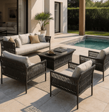 Round Outdoor Rattan Outdoor Furniture Set – Bamboo Wicker-MinimalisticDecor.com