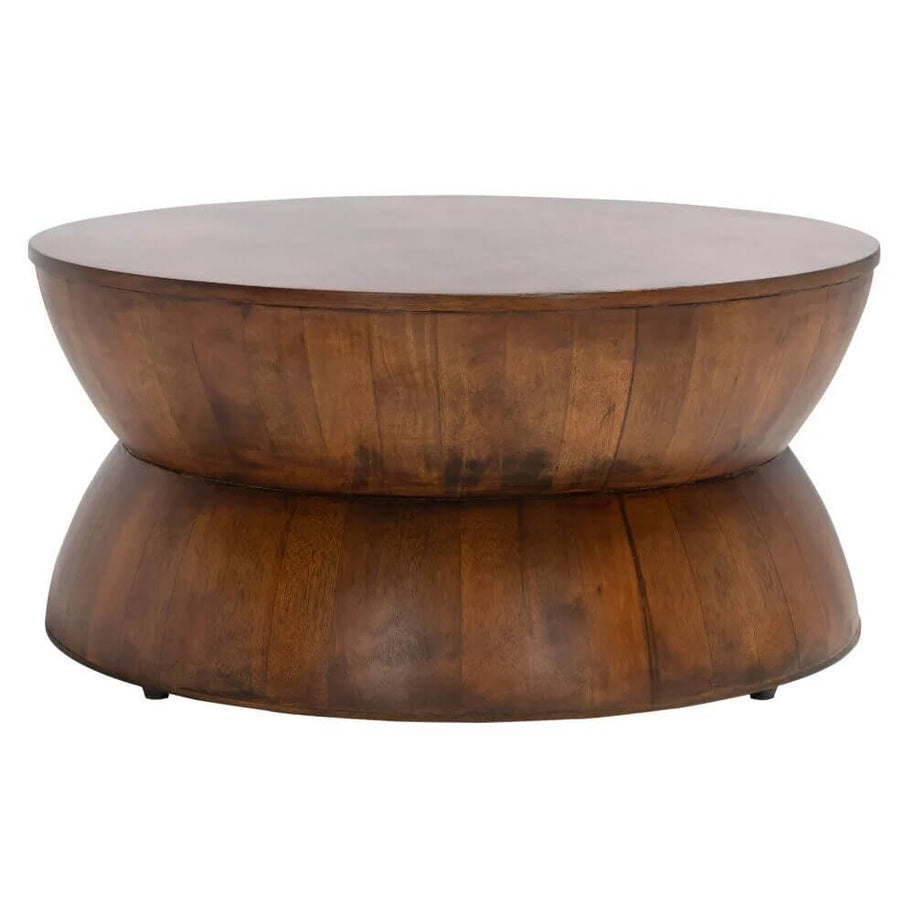 Rustic Solid Wood Round Coffee Table-MinimalisticDecor.com