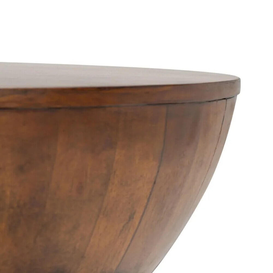 Rustic Solid Wood Round Coffee Table-MinimalisticDecor.com
