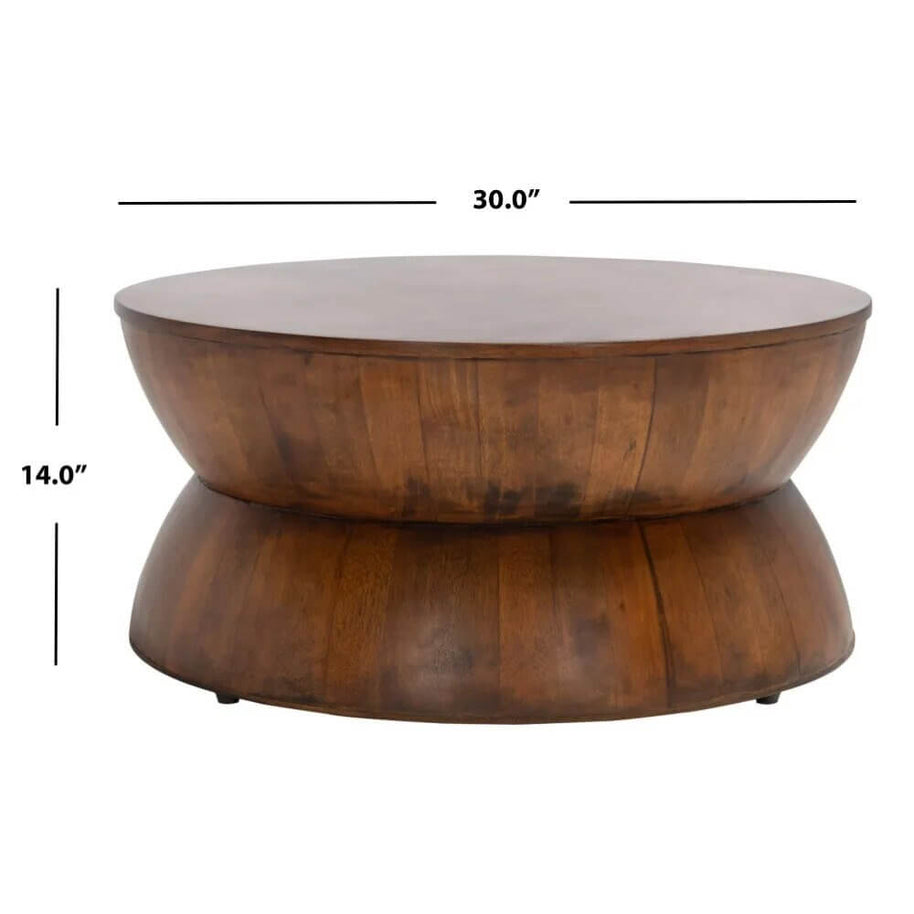 Rustic Solid Wood Round Coffee Table-MinimalisticDecor.com